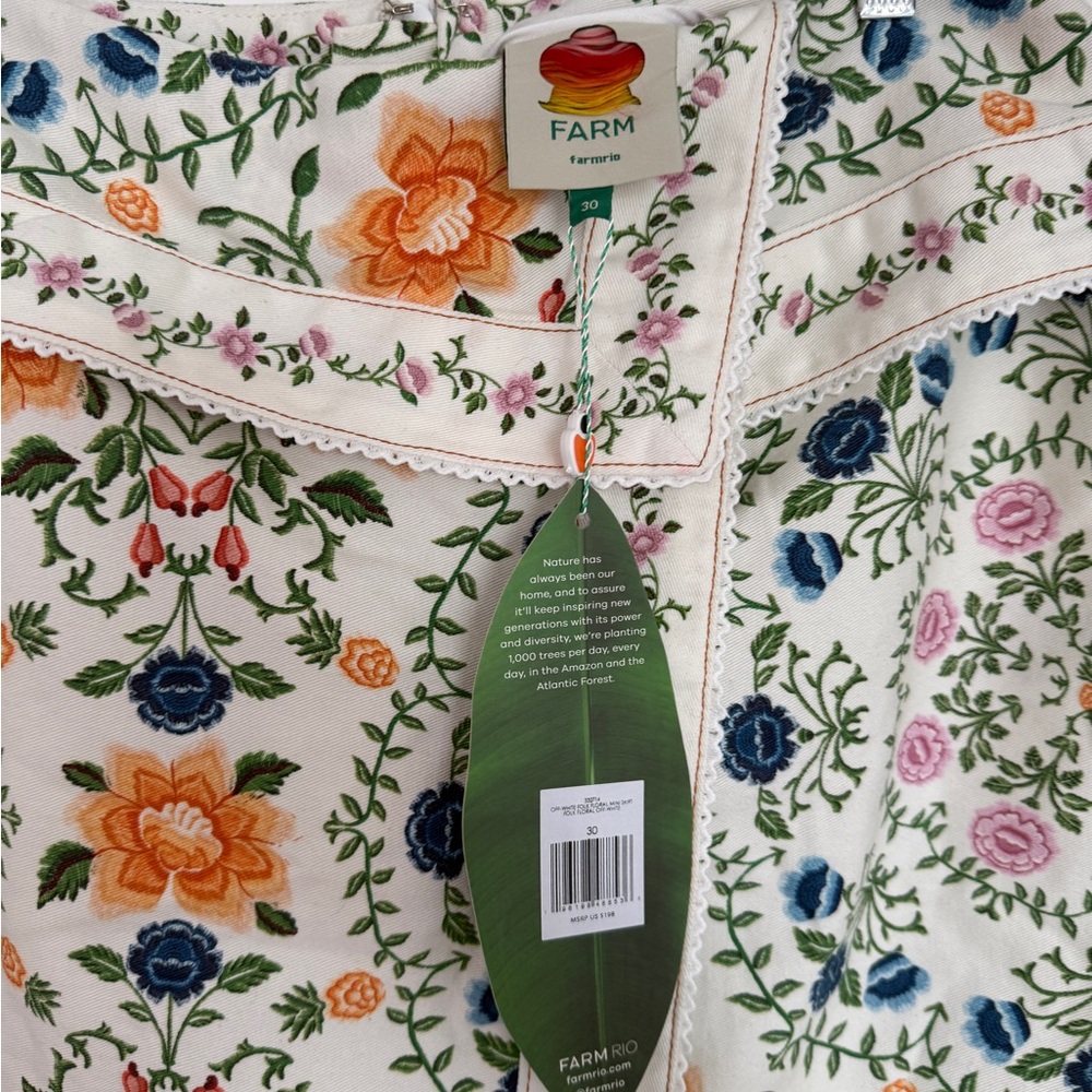 NEW Farm Rio Off-White Folk Floral Mini Wrap Skirt - Picture 6 of 12